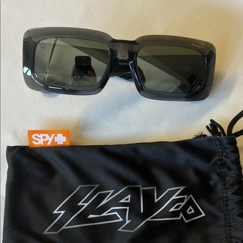 SPY Smoke Rectangular Sunglasses with Pouch